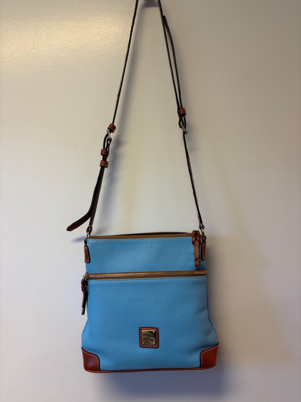 Dooney & Bourke Blue Crossbody with Brown Trim